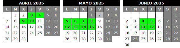 Calendario de cursos