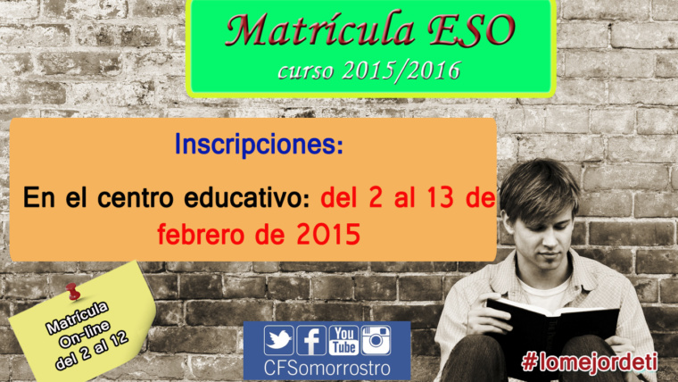 Matriculación ESO para el curso 2015/2016