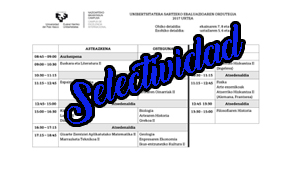 Horario definitivo de la Selectividad 2017