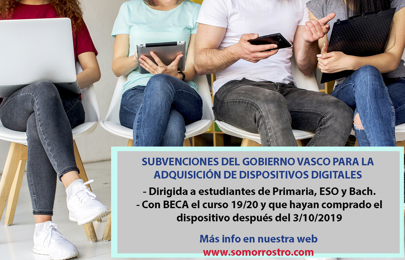 Subvenciones del Gobierno Vasco para la adquisición de dispositivos digitales en el curso académico 20/21