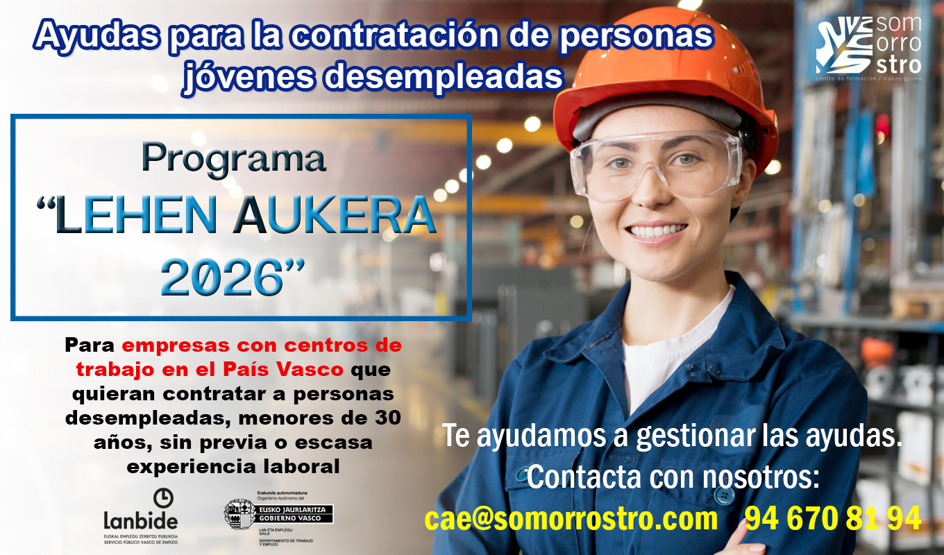 Ayudas LEHEN AUKERA 2026 para la contratación de jóvenes menores de 30 años
