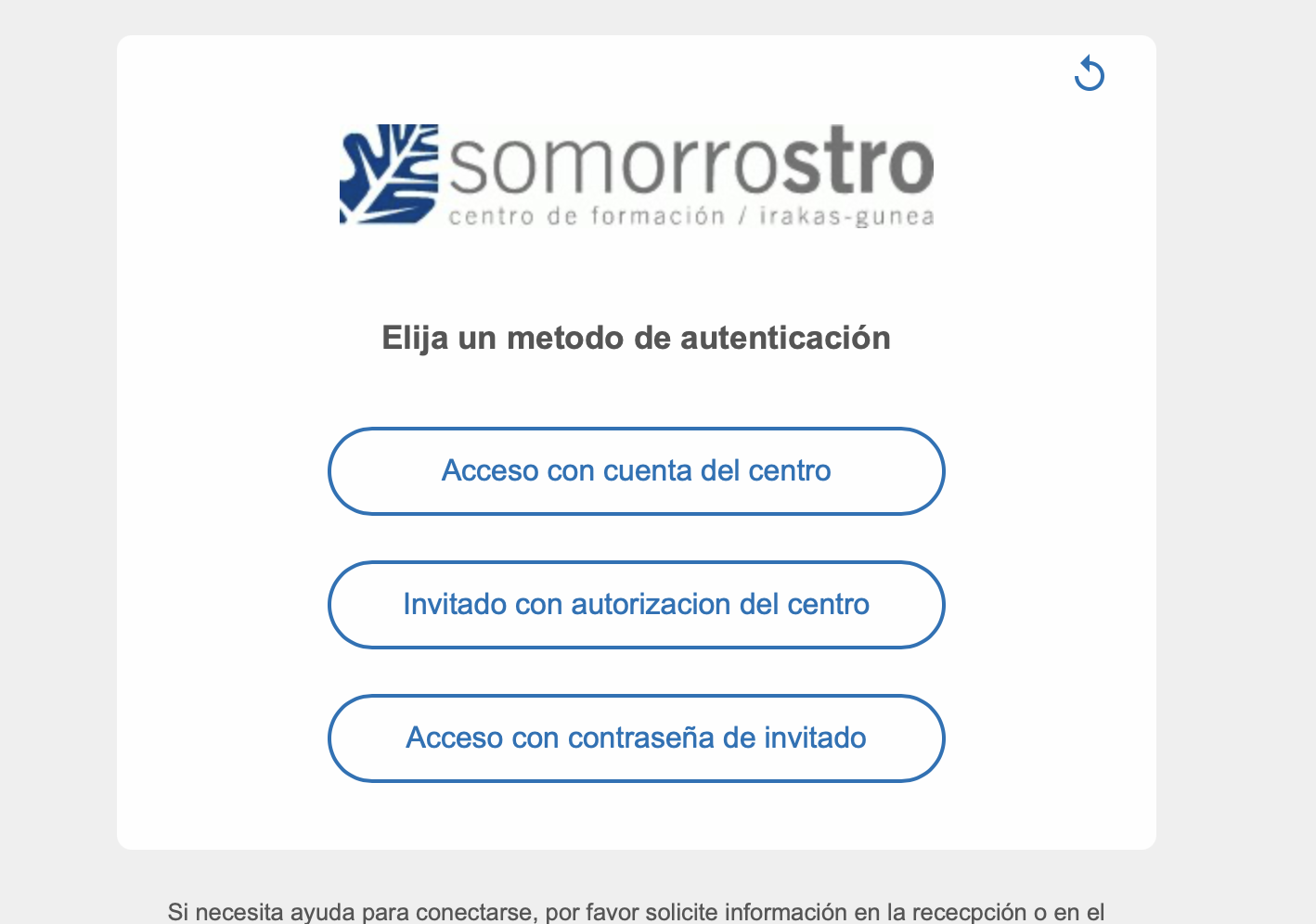 Selección del método de acceso a la WiFi SOMORROSTRO