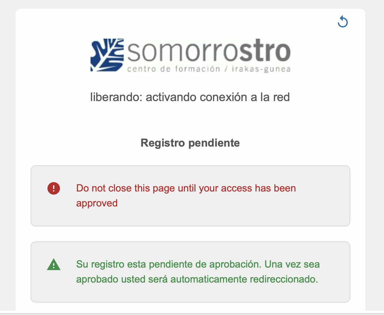 Solicitud de acceso del invitado pendiente de aprobación